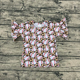 Leopard baseball ruffle top