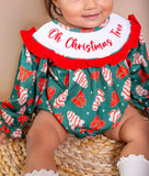 Christmas cakes smocked ruffle romper