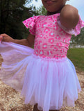 Pink leopard bow back leotard