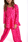 Pink leopard ribbed lounge set