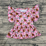Pink fawn skirted romper