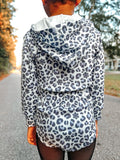 Snow leopard Ribbed Hooded romper