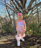 Smocked bunny bows tie romper