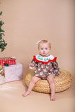 Santa baby smocked ruffle romper