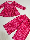 Pink leopard ribbed lounge set