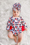 Checkered Santa ruffle romper