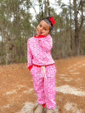 French terry bows and hearts jogger set
