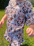 Butterfly mushroom ruffle top set