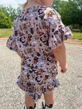 Butterfly mushroom ruffle top set