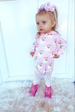 Pink santa Ribbed Hooded romper