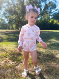 Pink santa Ribbed Hooded romper