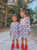 Checkered santa bell sleeve dress