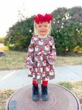 Leopard santa bell sleeve dress
