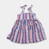 USA stripe bow bamboo tie dress with pockets