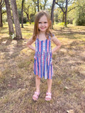 USA stripe bow bamboo tie dress with pockets