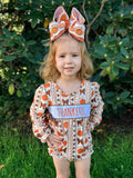 Thankful pumpkin bow - Girl romper