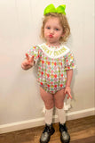 Smocked lucky charm girl romper