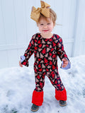 Buffalo Plaid trio trees two piece ruffle set