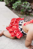 Cow paisley tie romper