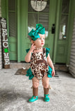 Cowhide and turquoise ruffle romper