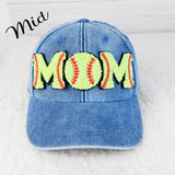 Softball MOM on Pacific Headwear Distressed Denim Cap