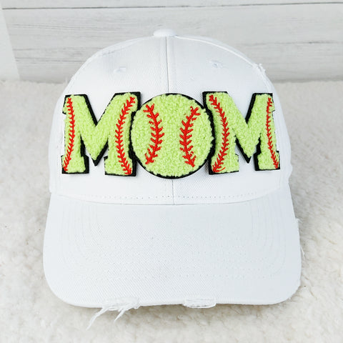Softball MOM on Pacific Headwear Distressed Denim Cap