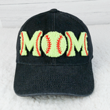 Softball MOM on Pacific Headwear Distressed Denim Cap