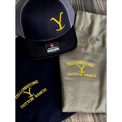 Yellowstone Embrodiered Black And Grey Richardson 112 Trucker Hat