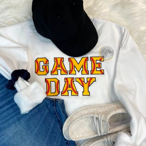 Softball Game Day Embroidered Crewneck | Sweatshirt